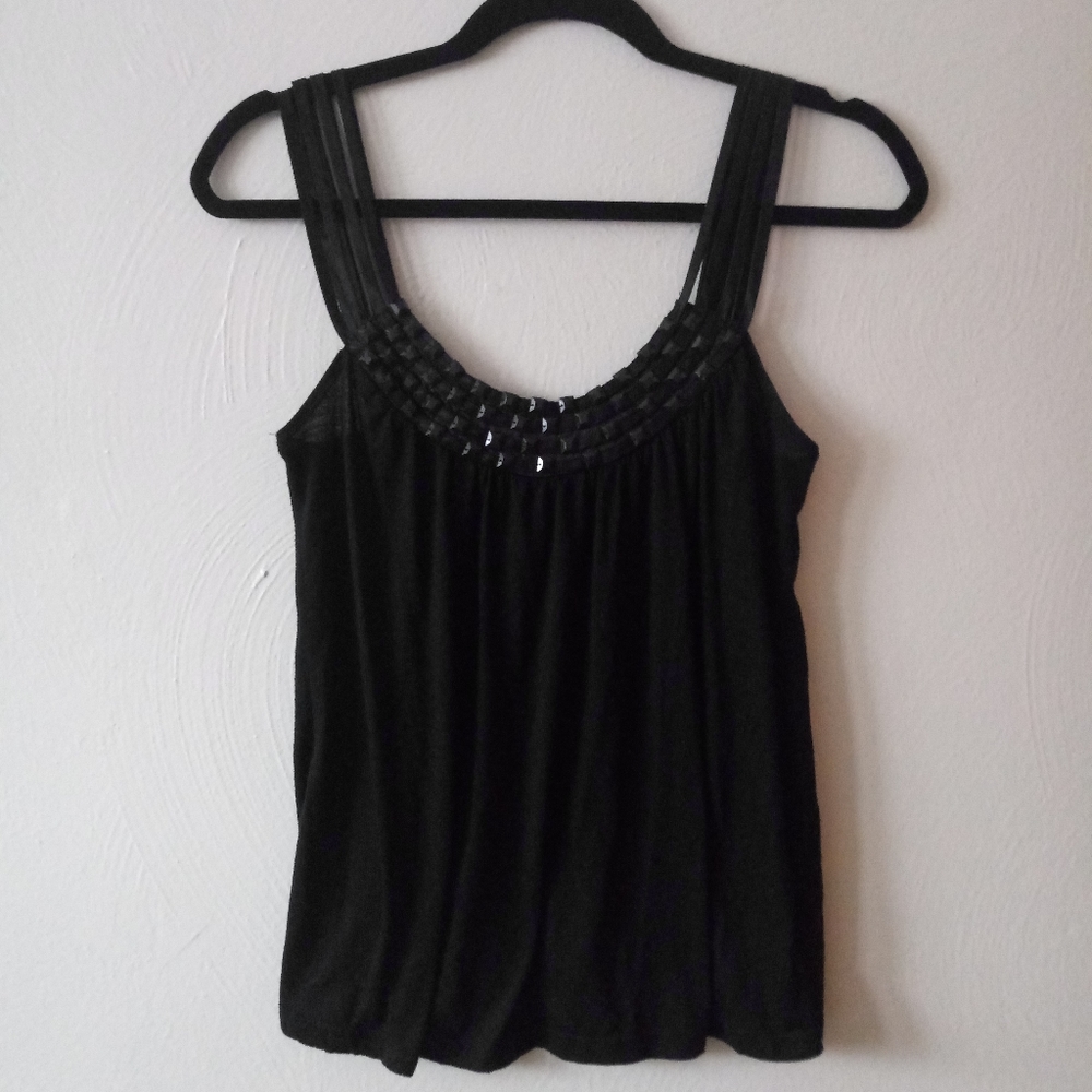 Black embellished strap top